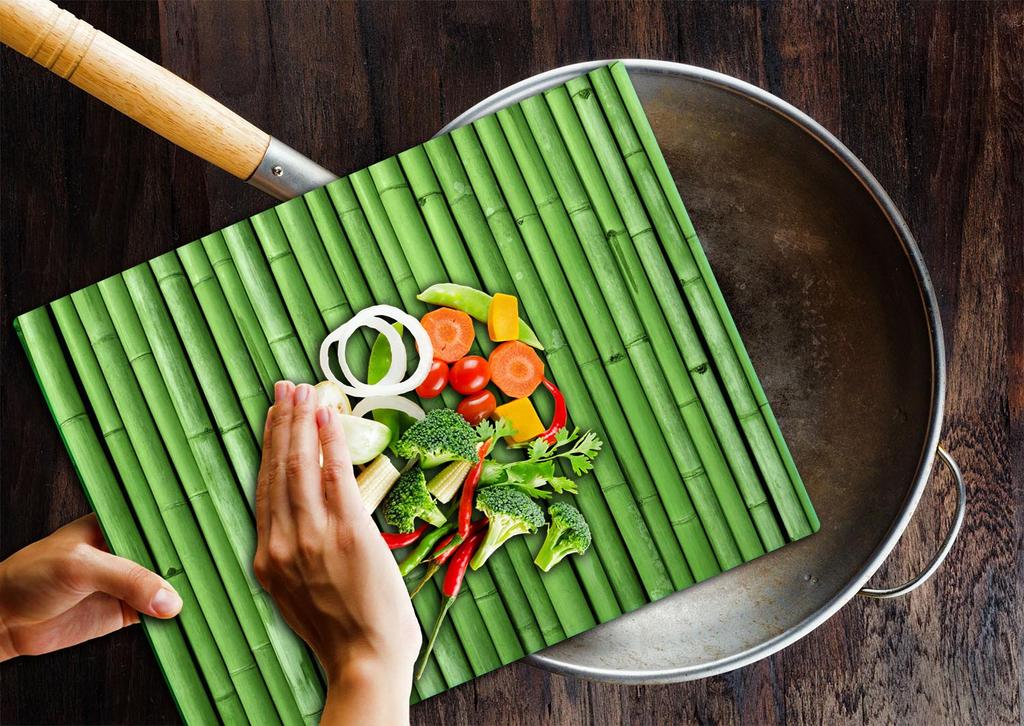 Glass Plate Cutting Board 52X40 Bamboo