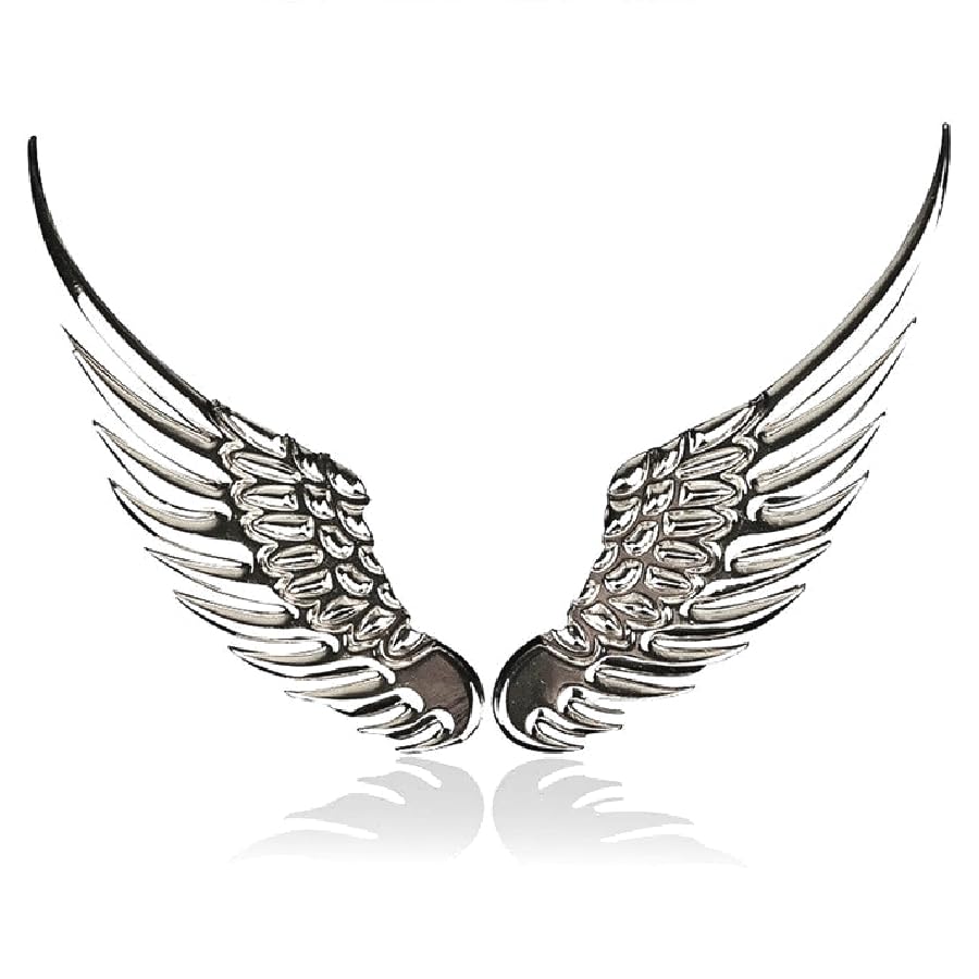 r_planning 3D 3D Sticker Emblem Feather Wing Dress Up Left серебряный