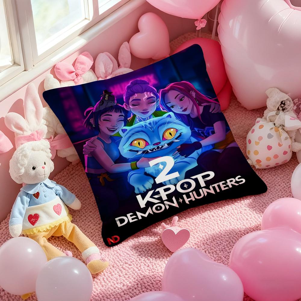 K-Pop Demon Hunters Pillow Case Soft Plush Fabric Double-Sided Printed Cushion Cover Warm Winter Sofa Pillow Case For Home