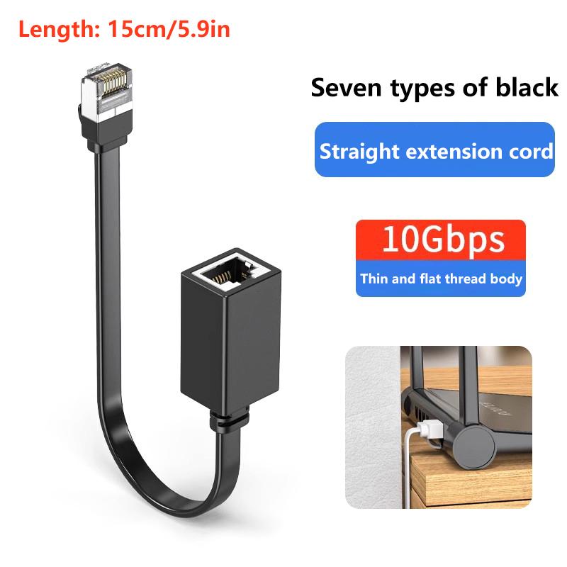 90 Graders Cat7 Nettverksforlengelseskabel Flat Ultra 10G Høyre /Venstre Vinkel Albue Nettverkskabel Rj45 Hann til Hunn Adapterledning