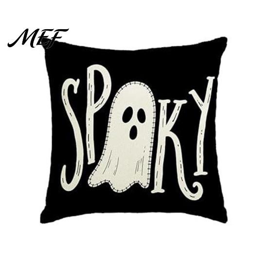 Halloween Ghost Cushion Cover Cover, Spooky Skull Throw Pillow 18x18 Holiday Party Inch Case for Living Room Sofa Couch Decor Theme Home