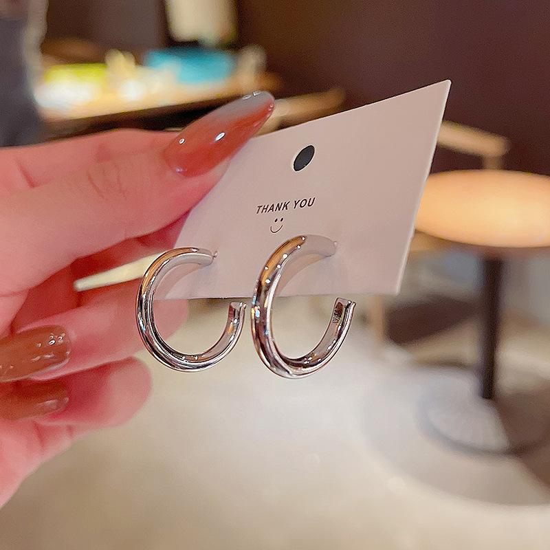 925 Silver Needle Korean Minimalist Circle Earrings for Women - Trendy, Simple, and Stylish