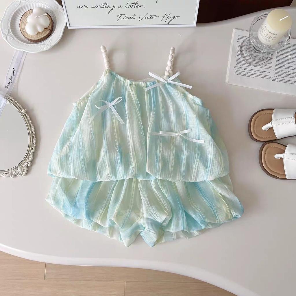 Korean Girls' Summer Outfit Set Children's Shorts and Suspender Two-piece Set Summer