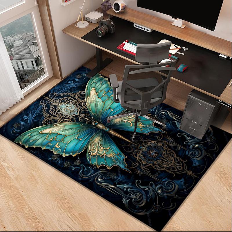 Neon Butterfly Dreamscape Office Rug Chair Mat, Entryway Carpet, Suitable for Front Door, Bedroom, Living Room, Desk, Holiday Gift
