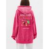 Oversized Women Washed Hoodie Hand Picked Cherries Always Fresh Print Pullover Pocket Warm Cotton Couple Clothes