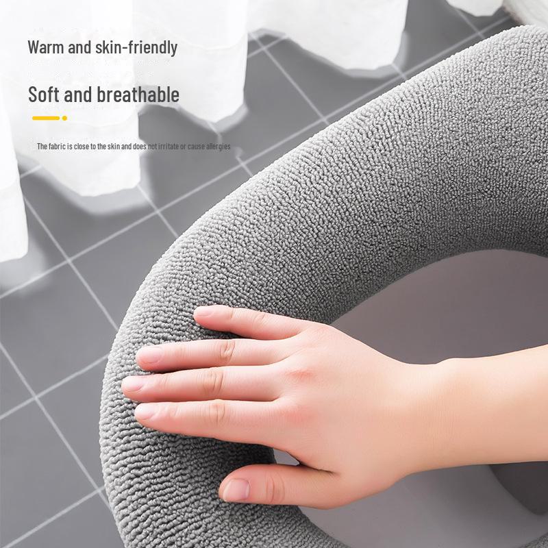Thickened Winter Toilet Seat Cover with Handle - Universal Fit