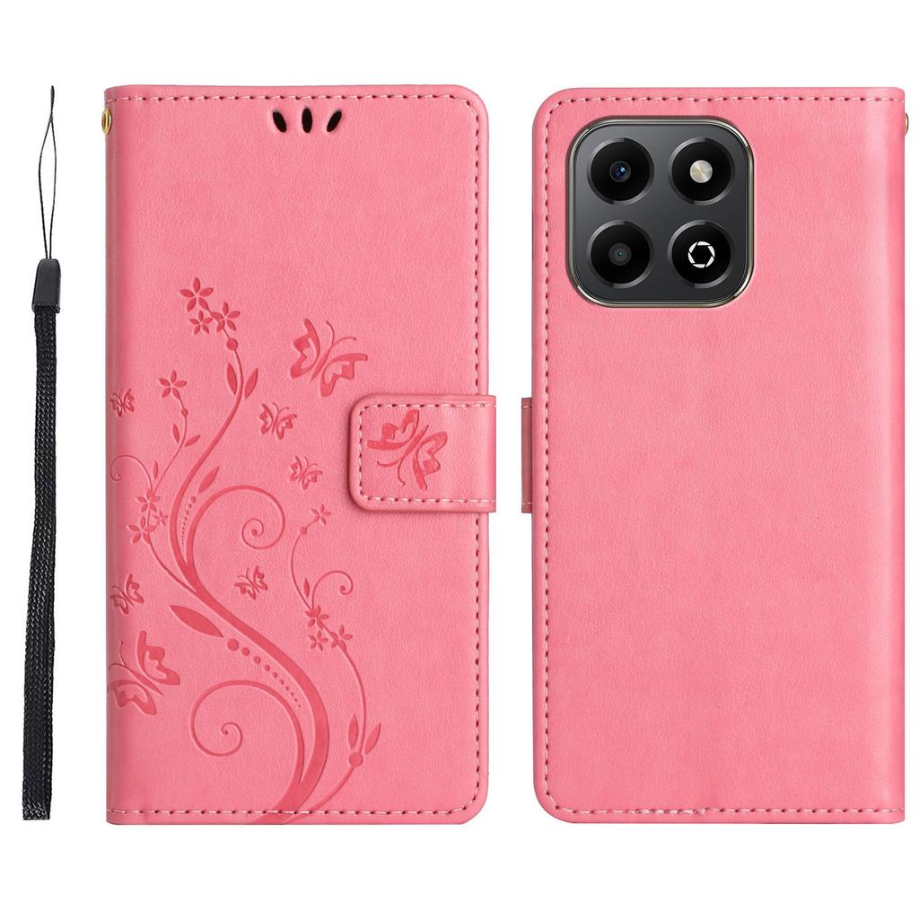 For Honor X7c 4G/200 Smart 5G Case Pattern Imprint PU Leather Phone Wallet Cover with Strap