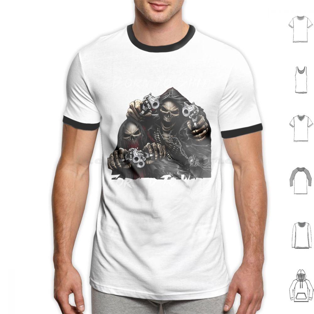 Born To Shit Forced To Wipe 2 Lustiger Totenkopf Badass Skelett Mit Waffen Meme T-Shirt Große Größe 100% Baumwolle Born To Shit Forced To