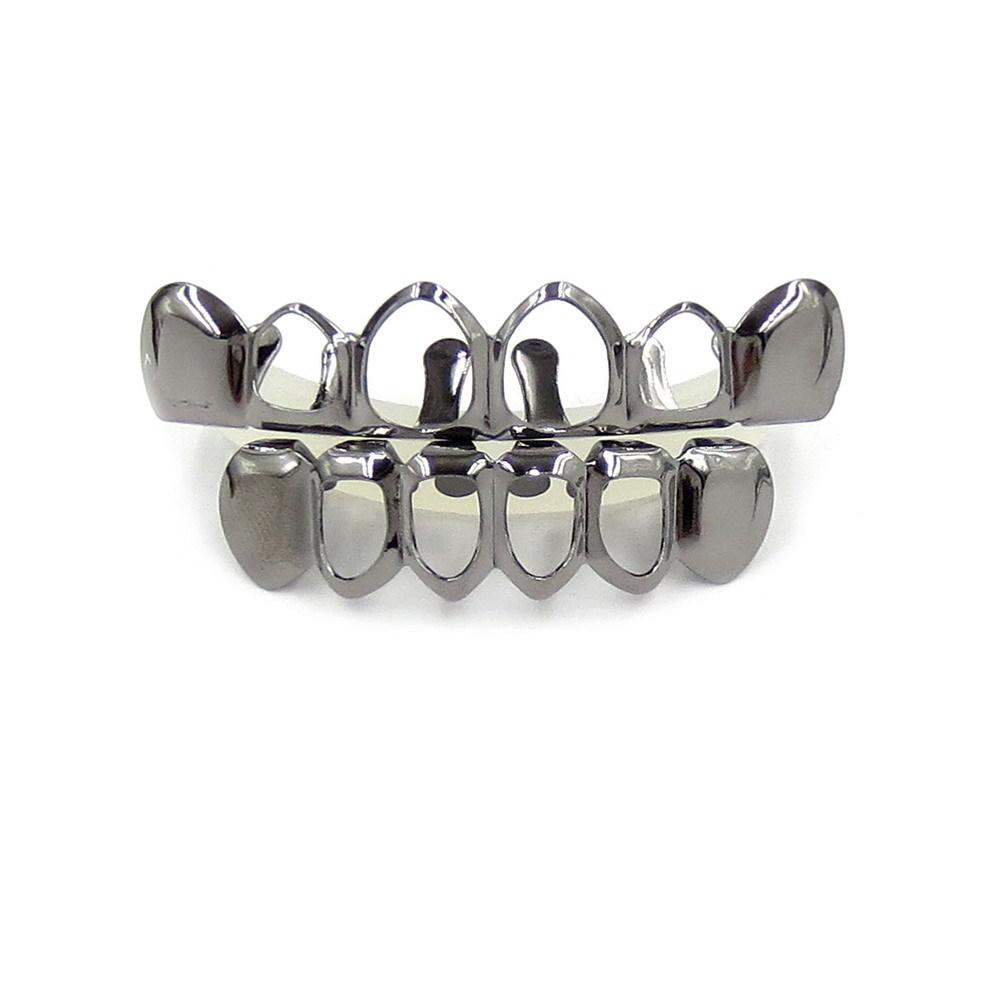 Hip Hop Gold Grillz Body Jewelry Vampire Hollow Grill Teeth Top & Bottom Grills Dental Mouth Punk Teeth Caps Cosplay Party