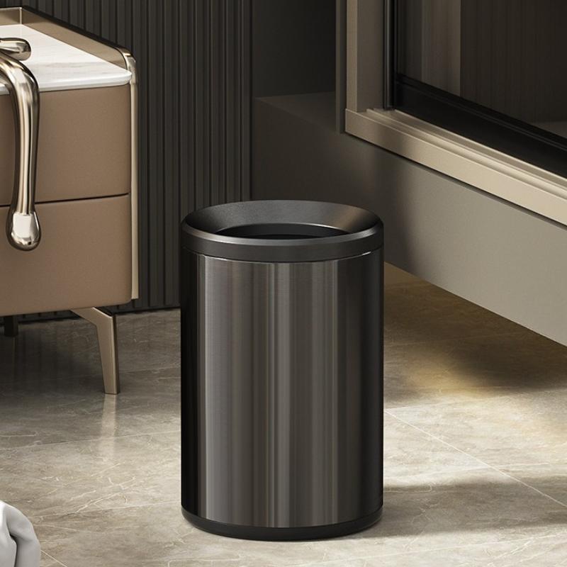 Stainless Steel Trash Can Large Capacity Household Trash Bin Modern Minimalist Toilet Garbage Bins Kitchen Clean Accessories