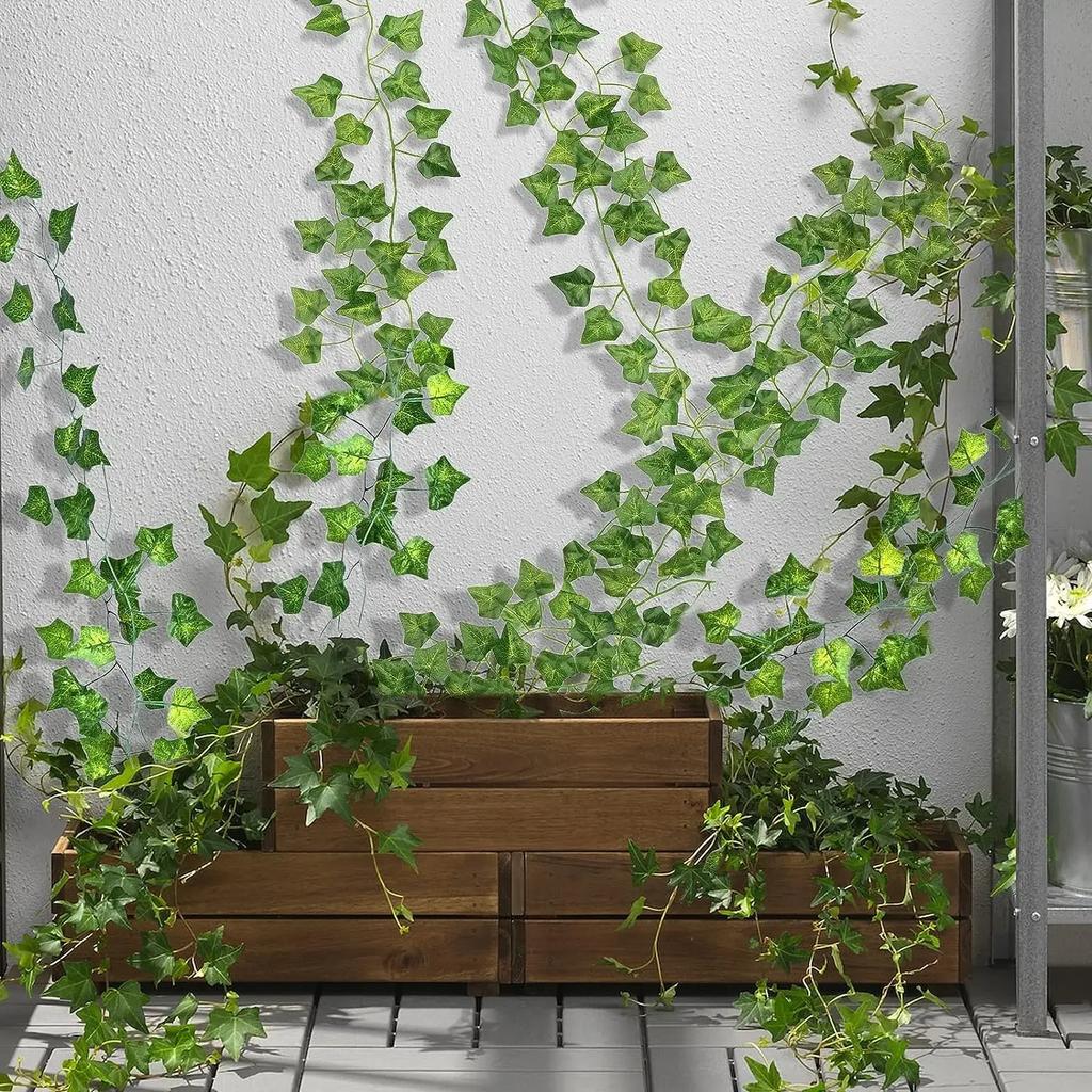 100/2M Artificial Green Ivy Vine Garland Fake Leaf Plants Rattan Hanging Creeper Garlands for Garden Wedding Party Wall Decor