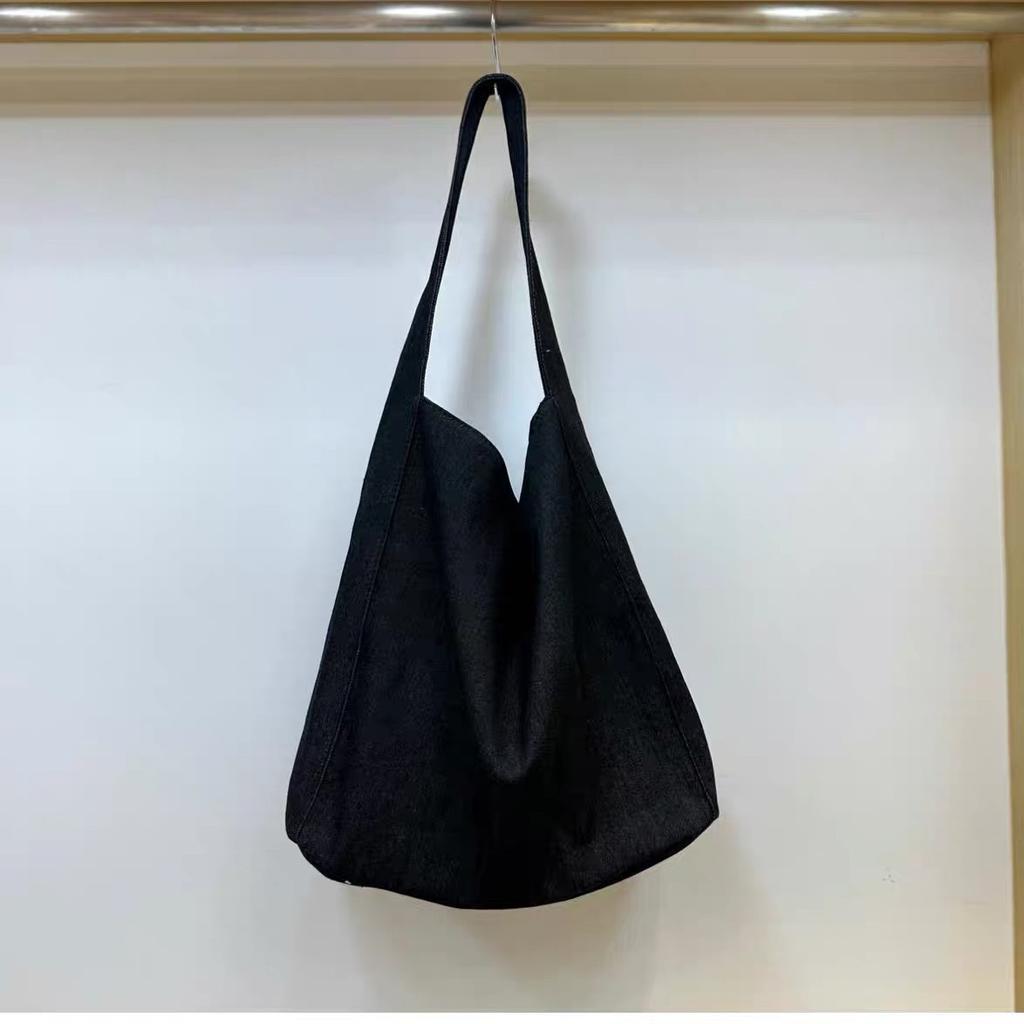 Small dirty cabinet, niche denim canvas bag, casual simple cloth bag, large capacity student shoulder tote bag
