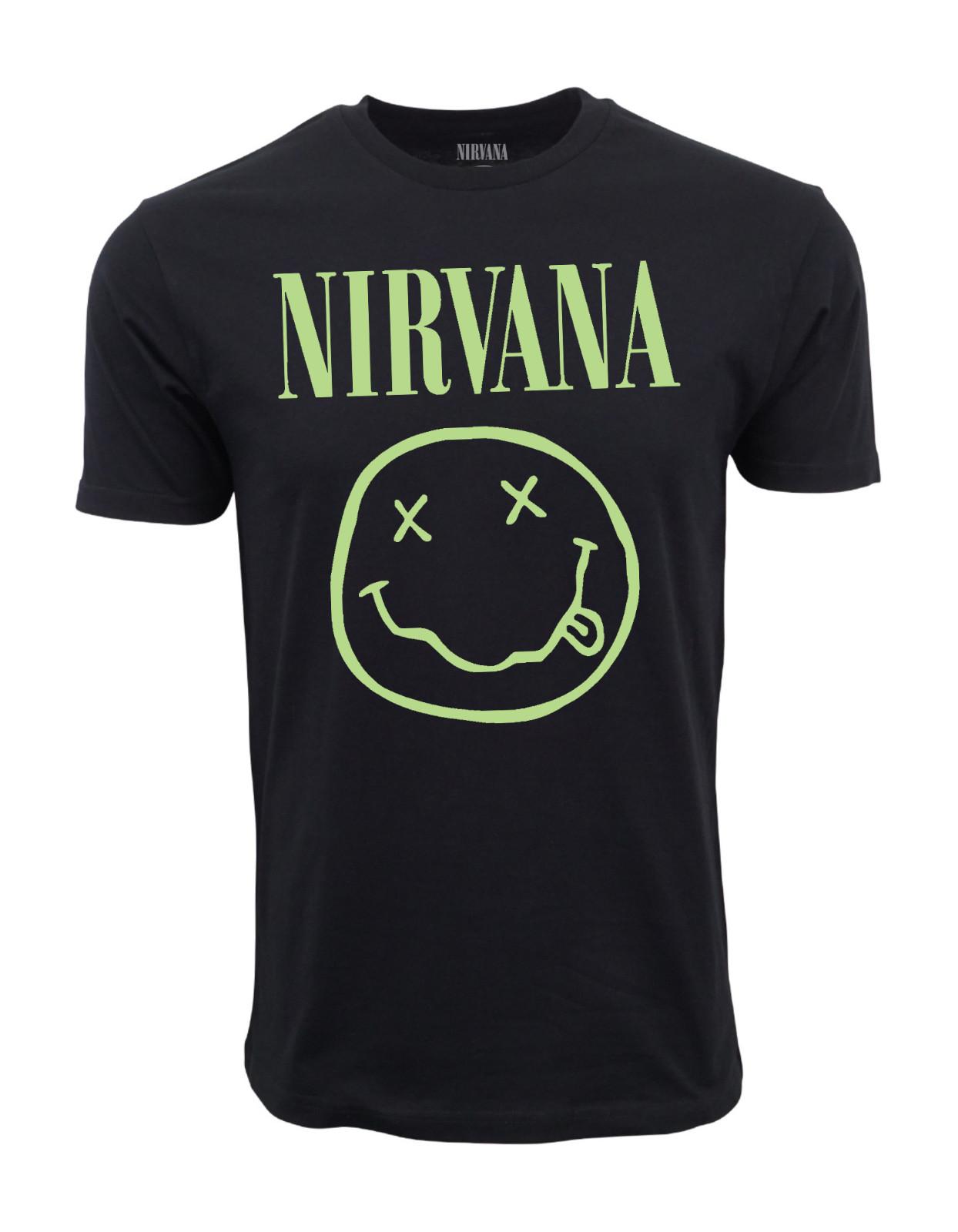 

26 NIRVANA FAUX SMILE T SHIRT SAGE LOGO Unisex T-Shirt L