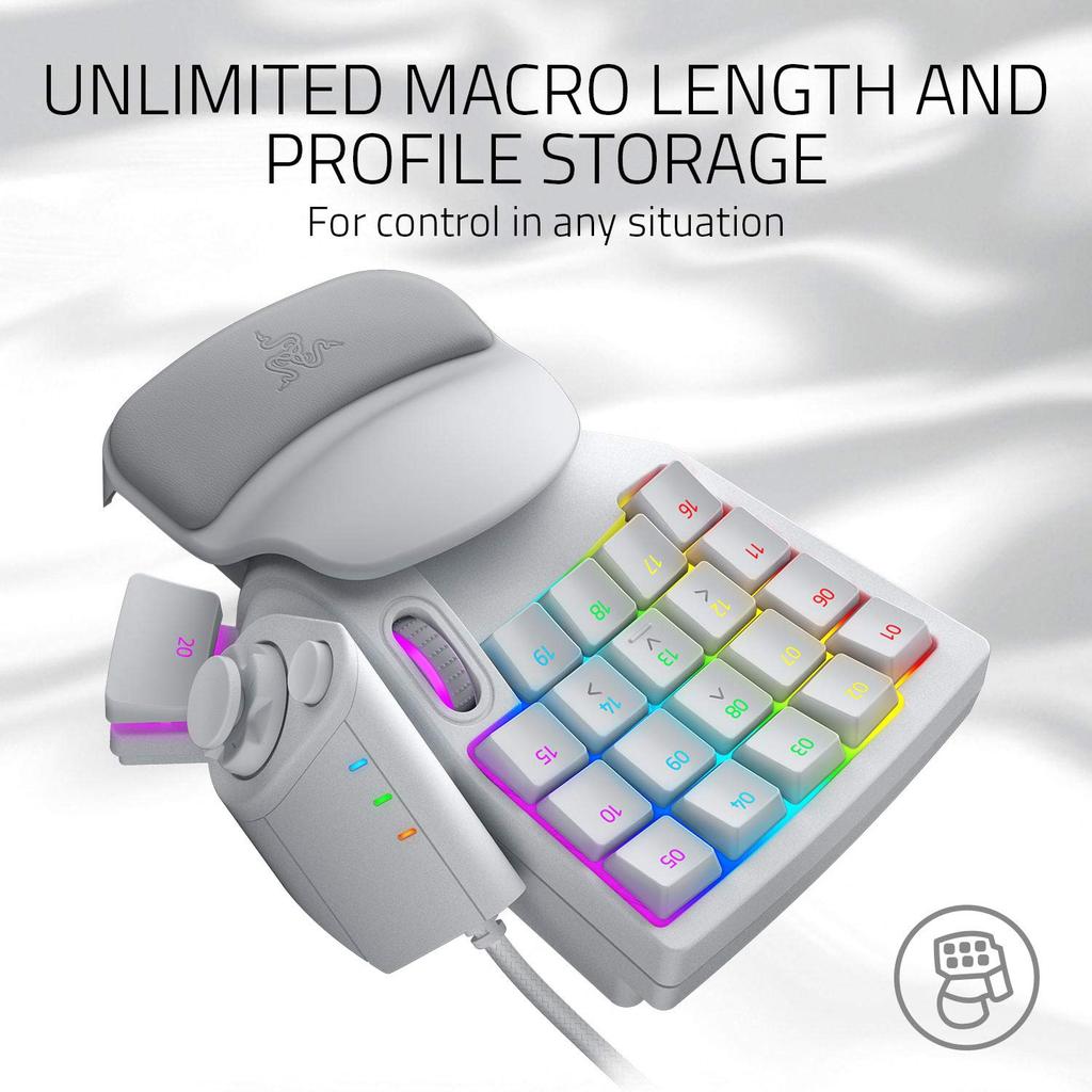 Razer Tartarus Pro Gaming Analog Optical Key Rapid Adjustable 32 Programmable Customizable Chroma RGB Mercury White Keypad Switches, Trigger,