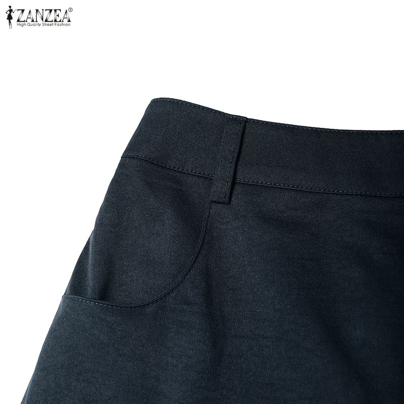 ZANZEA Women Casual Solid Color Loose Cropped Pants