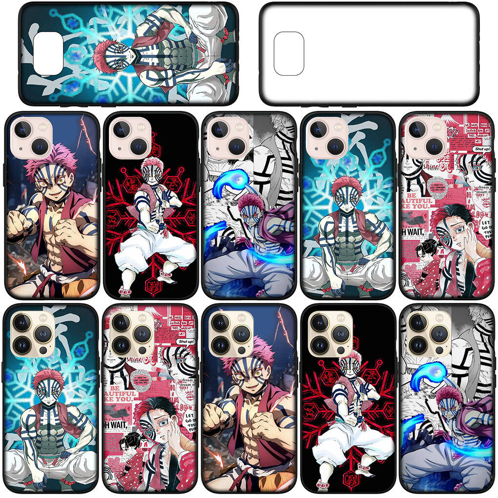 Kryt pro iPhone 17 16 15 Xiaomi Poco Redmi Note 14 13 12 Pro Max 9 16e Samsung Galaxy S25 S24 S23 OPPO Huawei Kreslený Demon Slayer Akaza Pouzdro na telefon