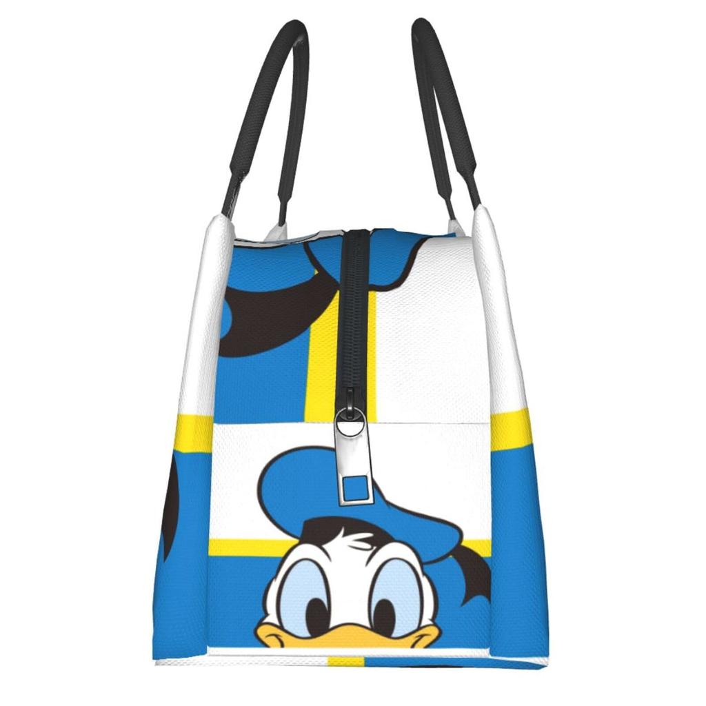 Donald Duck Insulated Lunch Bag with Clasp Bento Cooler Bag with Soft Cooler Bag Closure, Black, Box, Insulated, Zipper, Compact, Bag, Tote/Eco