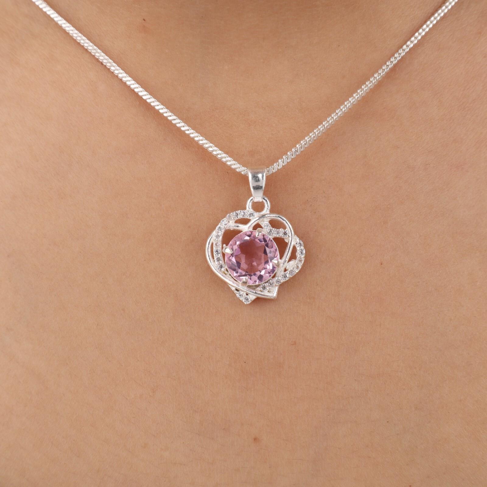 

Морганит Драгоценный Камень 925 Стерлинговое Серебро Ювелирные Изделия Подвеска с Цирконом 0,84 Подарок для Нее CZP-14-4