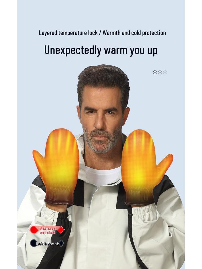 Men’s Winter Electric Heated Cycling Gloves – Rechargeable, Thick Velvet Lining, Motorbike Hand Warmers
