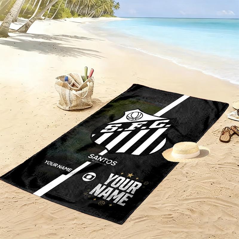 Name Custom Santos FC Art Print Beach Towel, Large Soft Quick Dry Towel for Beach Camping Swimming