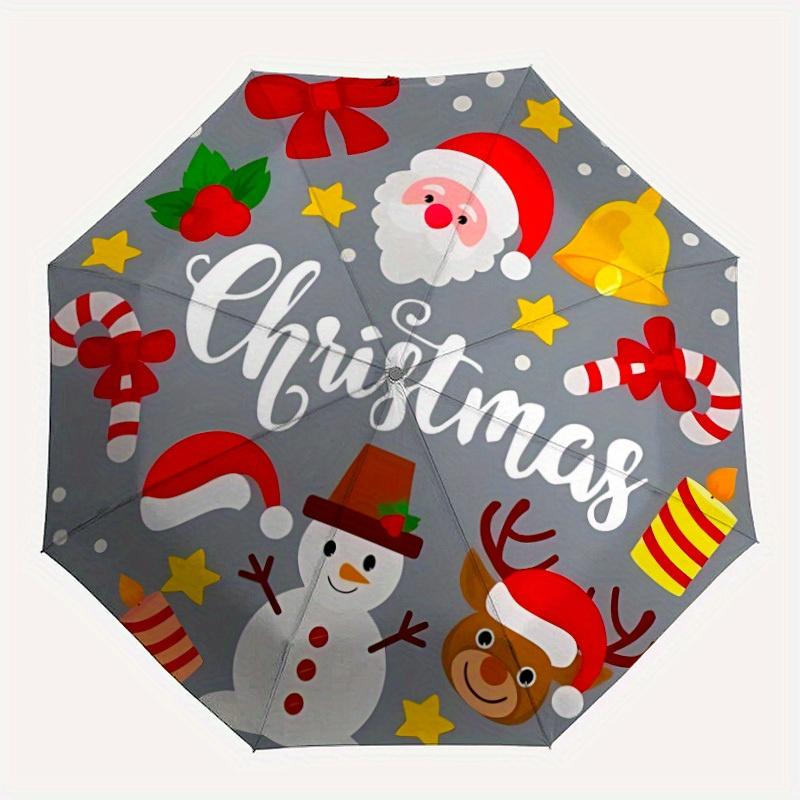 1pc Christmas Decorations Automatic Open/close Folding Umbrella, Compact Portable Travel Umbrella,Durable Construction yy250814129