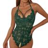 Hollow Out Sexy Women Underwear Deep V Mesh Backless Jumpsuit Uniform Set Temptation Mesh See Through Nightdress Crotchless