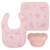 Baby Daily Gift Set Bib Handkerchief Plate Milky Pink Baby Shower Celebration Meal Gift for Girls