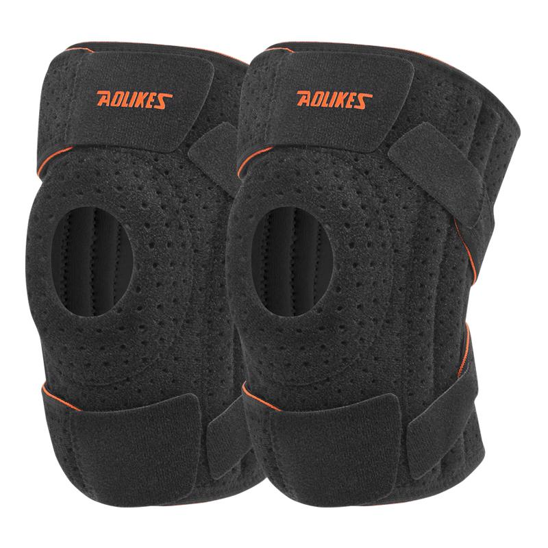 Aolikes Schützende Sport-Knieschoner Bergsteigen Outdoor Radfahren Atmungsaktiv Rutschfeste Riemen Herren Damen Stützfunktionen Stahl-Knieschoner