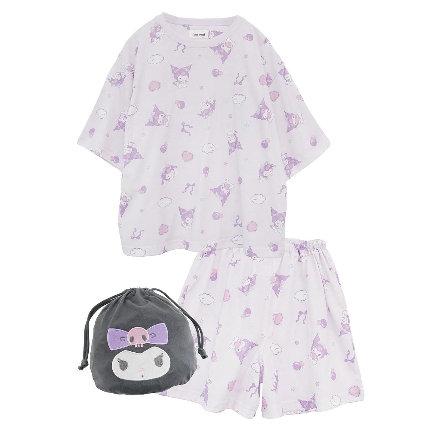 Kaitakufamily WEB Exclusive Sanrio Characters Kids Pajamas Loungewear Sleep Set Drawstring Bag Short Sleeve Shorts Summer