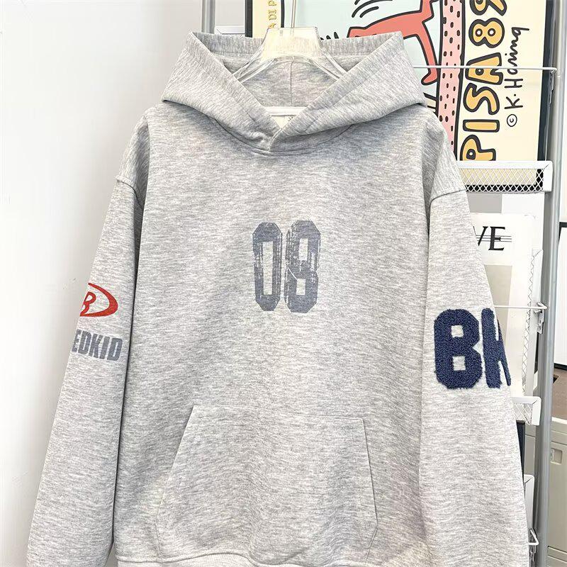 Autumn Unisex Letter Print Embroidered Hoodie - Casual Trendy Loose Fit