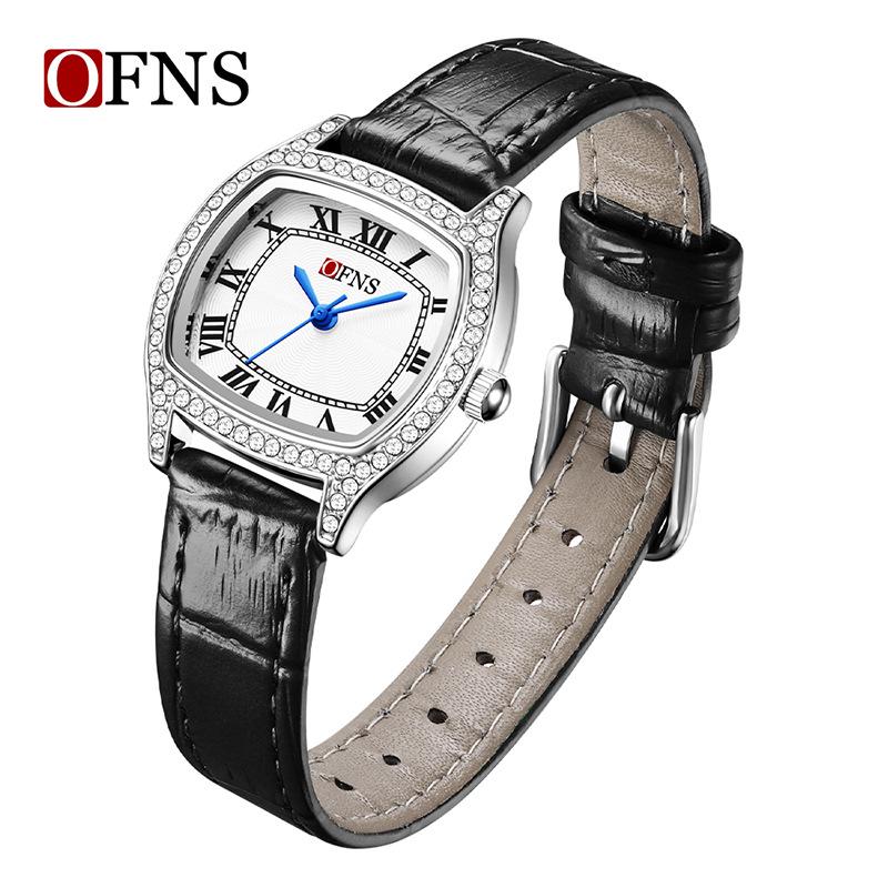Oufannishi Women's Waterproof Square Fashion Watch, Roman Numerals, Diamond Accents
