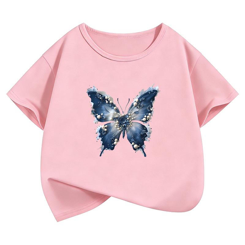 Graphic Vintage Butterfly Tshirt Funny Retro Kids Childrens Boys Girls Casual Top Tee Summer Spring T Shirts