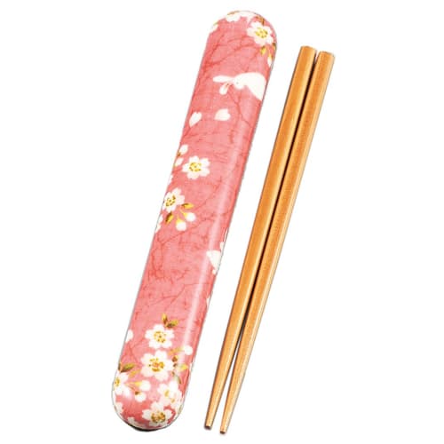 Tatsumiya Sakura Rabbit 18.0cm Cloth-Covered Chopstick Box Set, Pink, Size: Approx. W19 D3 H2.6 33070