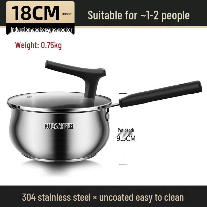 Kangbach Lechu Series 304 Stainless Steel Saucepan with Standable Lid