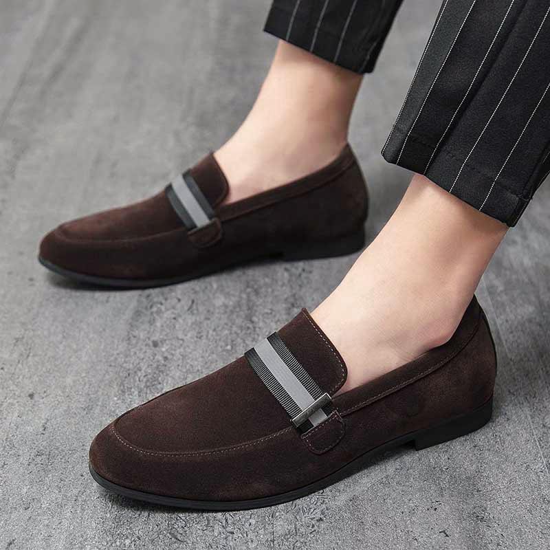 Fashion Luxury Fashion Designer New Black Brown Suede Leather Formal Shoes For Men Slip On Loafter Wedding Dress Homecoming
