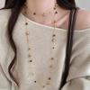 Autumn And Winter Long Tiger Eye Stone Pearl Beads Long Sweater Chain For Women'S Popular Necklace  Jewelry Accessories