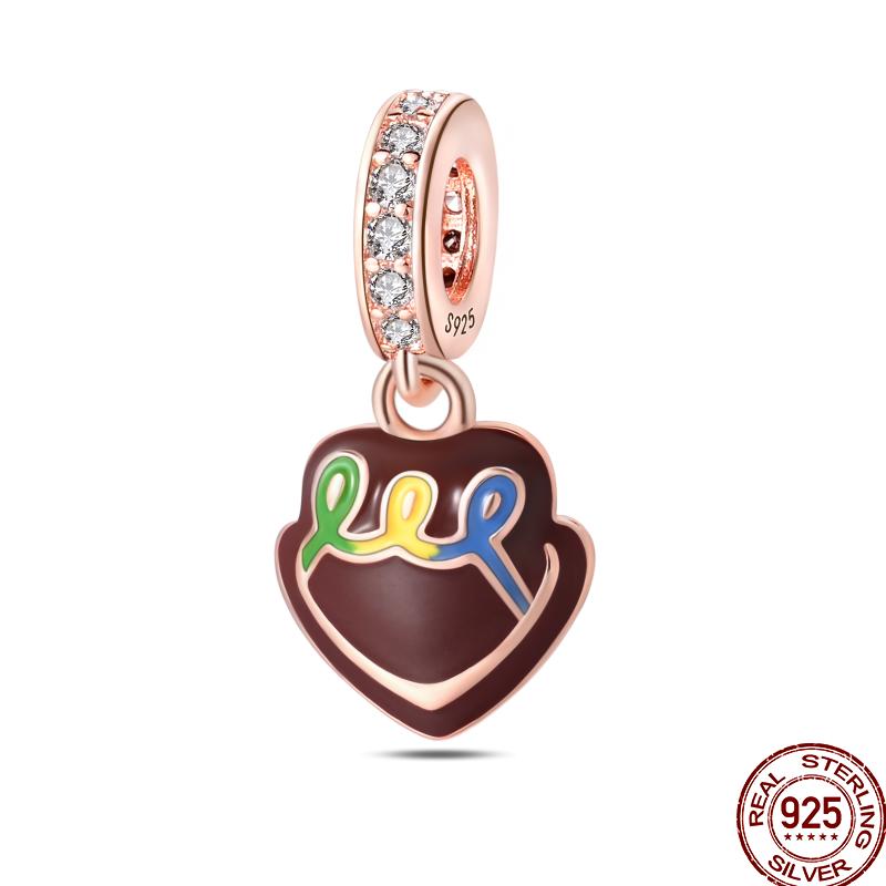 Copper Dessert Afternoon Tea Series Pink Zircon Sweets Playground Series Suitable Fit Pan Original Bracelet Diy