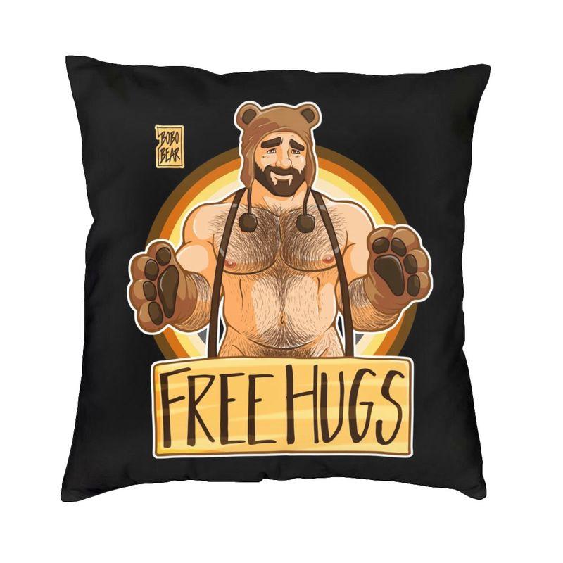 Gay Pride Adam And Ben Like To Play Pillow Living Room Decor Bobo Bear Lgbt Art Cushion Decoration Salon Square Pillowcase
