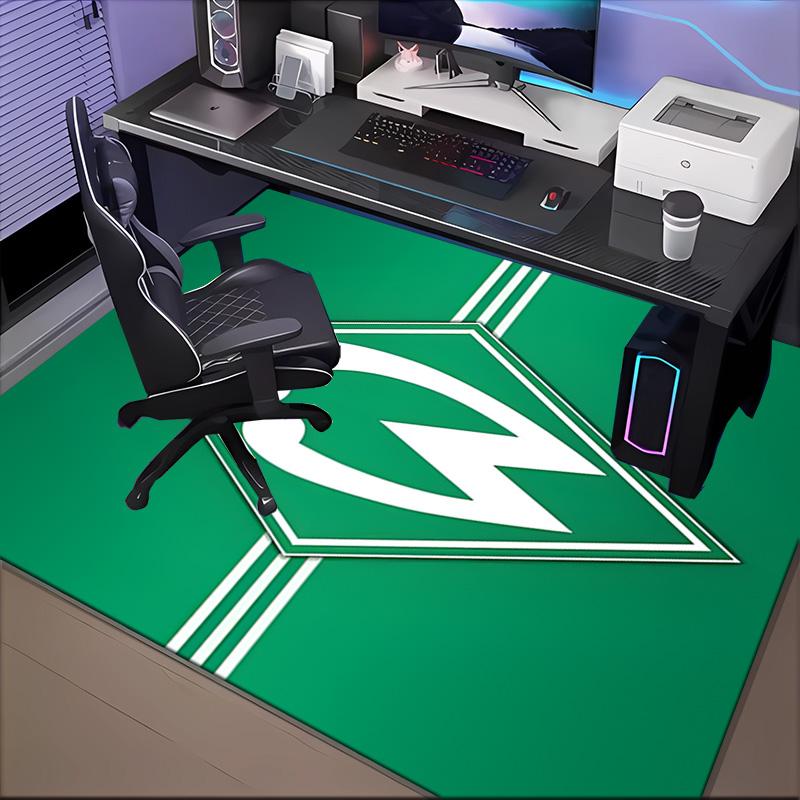 Green Werder Symbol Rug for Living Room, Game Rooms, Office, Bedroom, Office Floor Mat Playful Design, fan gifts Christmas decor