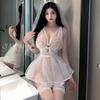 Erotic Underwear, sexy halter lace Seductive Wedding Dress, nightgown, Hot see-through, passionate pajama uniform 8457
