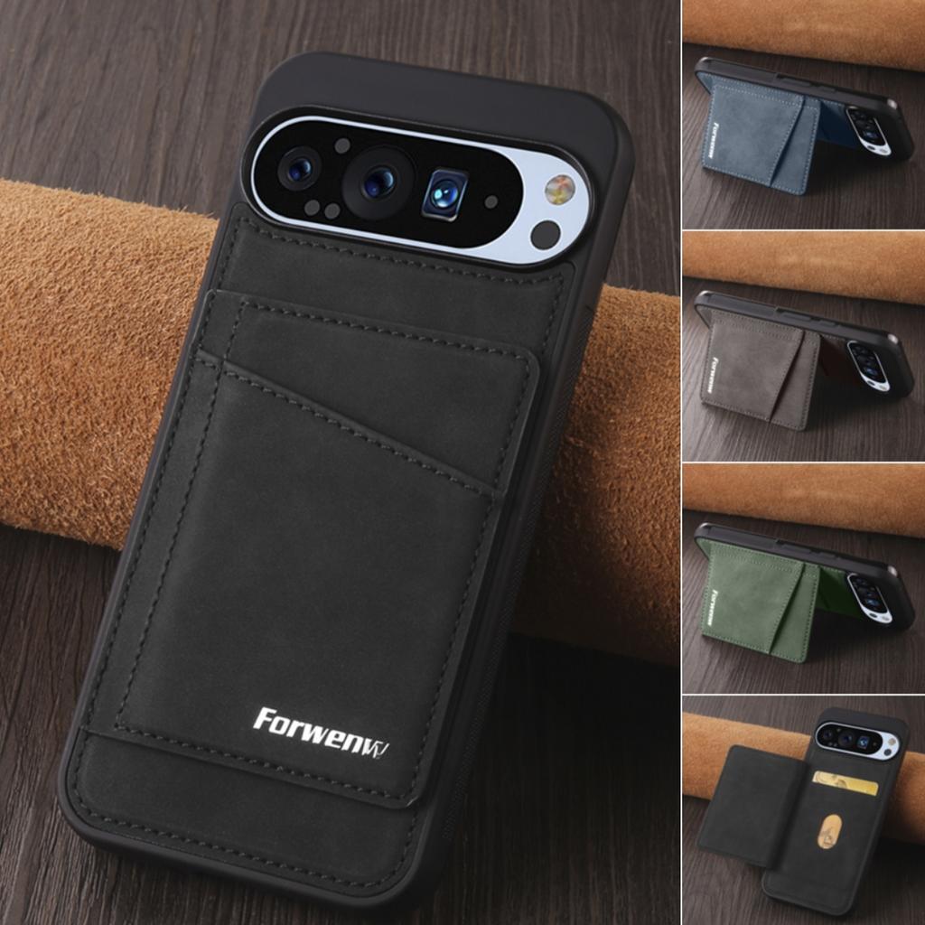 Built-inFlip Leather Case for Google Pixel 10 9 9 8 Pro XL 10A 9A 8A Business Magnetic Flip Wallet Card Phone Cover Etui Coque