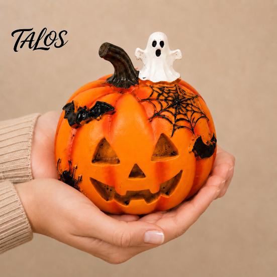 Seasonal Interior Ornament Halloween Pumpkin Ghost Bat Skull Figurine, Cute Resin Festive Desktop Decor Tabletop Ornaments for Home Party Shelf