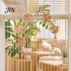 Bird Swing with Beads Parrot Perch, Solid Wood Perch Pole, Wooden Blocks And Cage Accessories Arch, Unpainted Toy for Small Medium Parrots Climbing