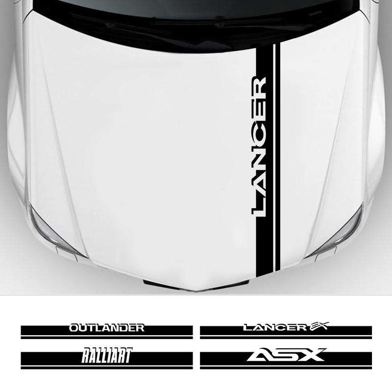 Car Engine Bonnet Decal Hood Cover Sticker For Mitsubishi Lancer 10 3 9 EX Outlander 3 ASX Ralliart Competition Auto Accessories