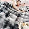 Gradient Ombre Plush Throw Blanket Soft Faux Rabbit Fur Office Sofa Nap Air Conditioner Thick Warm All Season