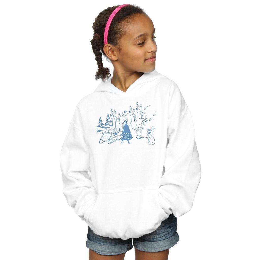 Disney Girls Frozen Anna Sven And Olaf Hoodie