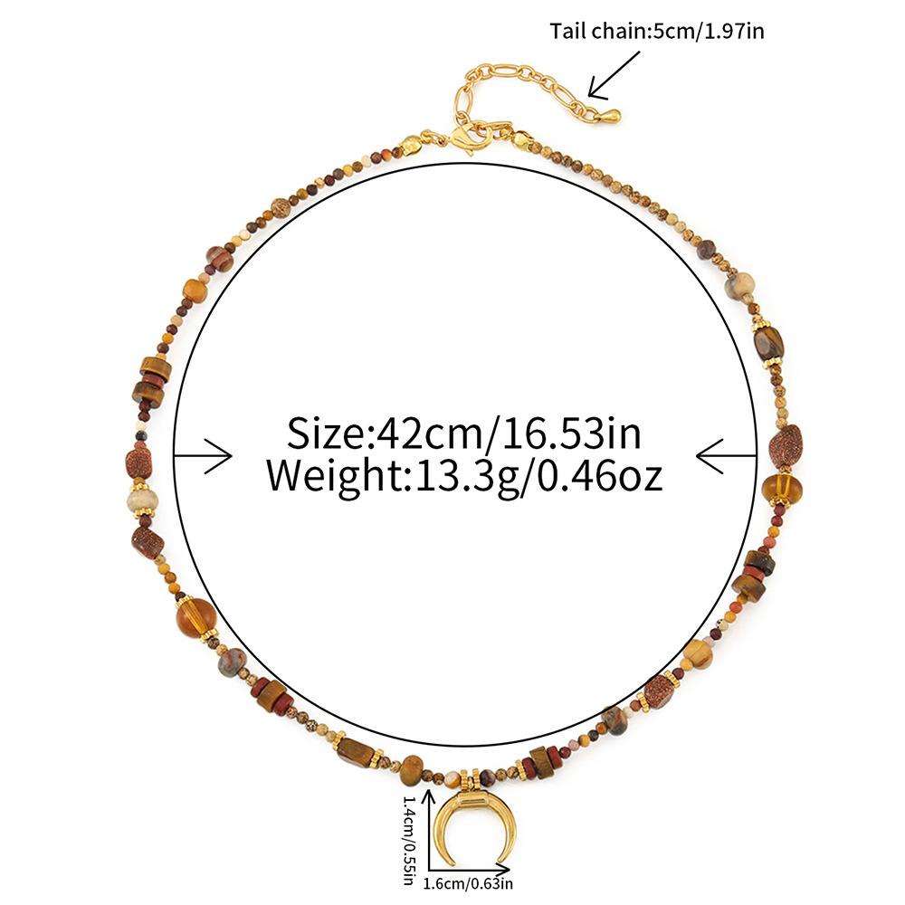 Maillard handmade old money wind tiger's eye stone beaded necklace high-end light luxury original design autumn and winter sweater chain