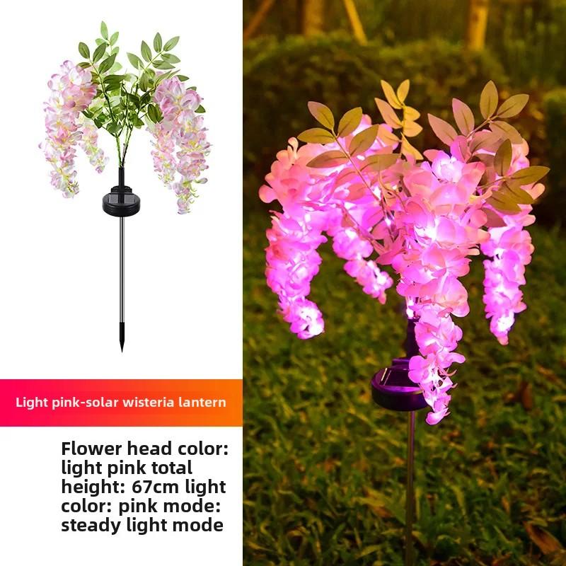 Solar Wisteria Flower Landscape Lights Courtyard Garden Decoration Led Artificial Flower Ground Plug Lights Lawn Lamps