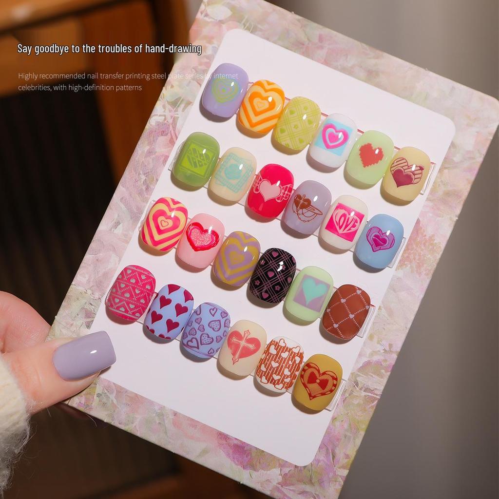 X-011 Heartbeat Nail Art Transfer Plate with Scraper – Stylish and High-Value Designs