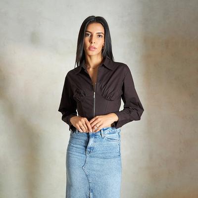 Virgio Damen Langarm Vollständig Figurbetontes Hemd mit Kragen